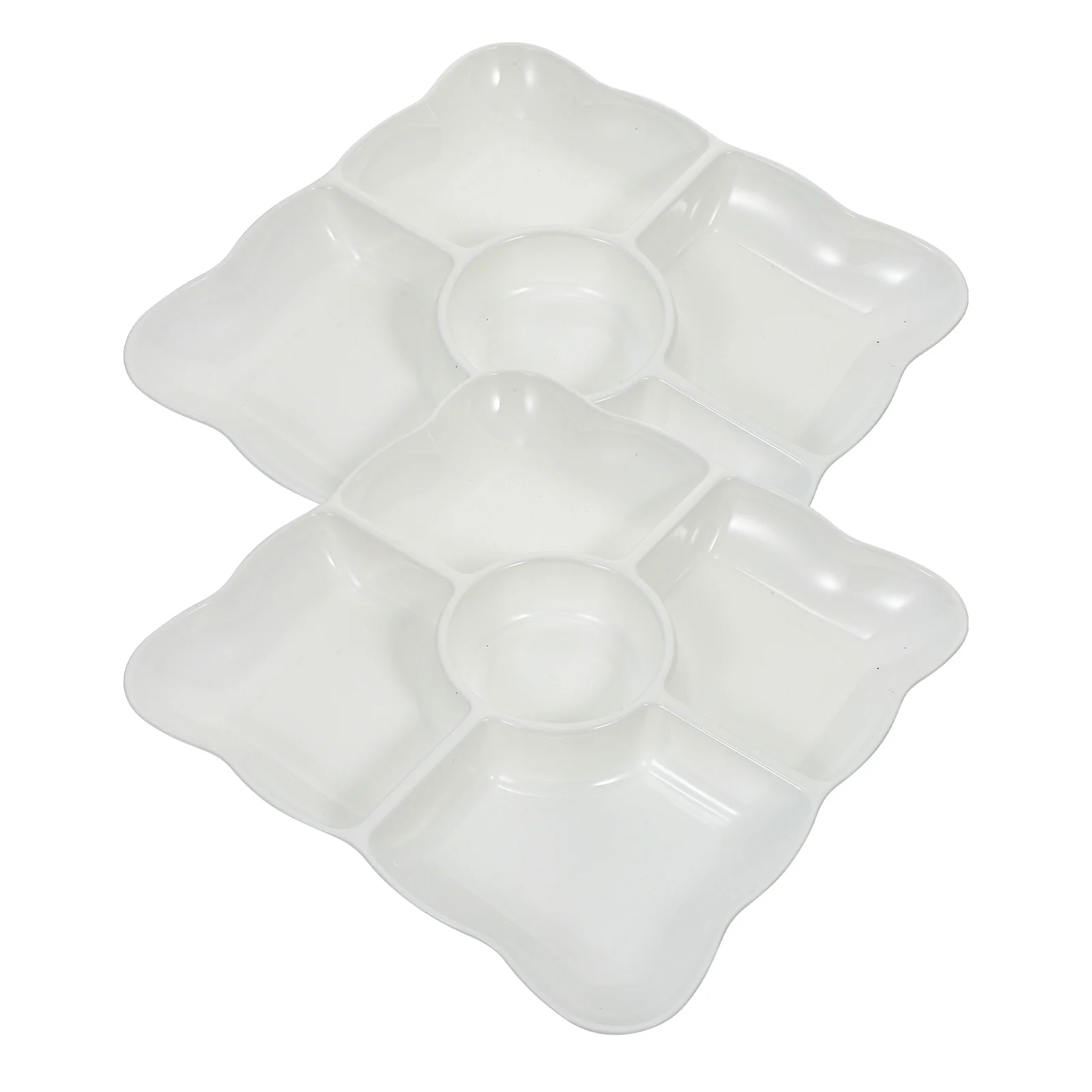 

2 Pcs Multi Grids Divided Snack Plate Dry Fruit Storage Tray Food Serving Container Kitchen Dinnerware Set Picnic Wedding Gift