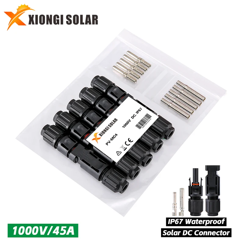 XIONGISOLAR DC Solar Connector 1000V30A Solar Panel  Stecker Connectors Kit for PV/MC Cable 2.5/4/6mm2 1500V/45A