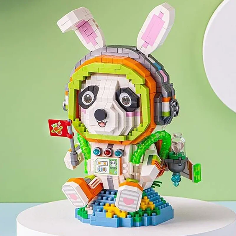 

Cute Panda Building Blocks Set DIY Animal Rabbit Astronaut Small Particle Assembled Ornaments Toys Gifts for Adults and Children