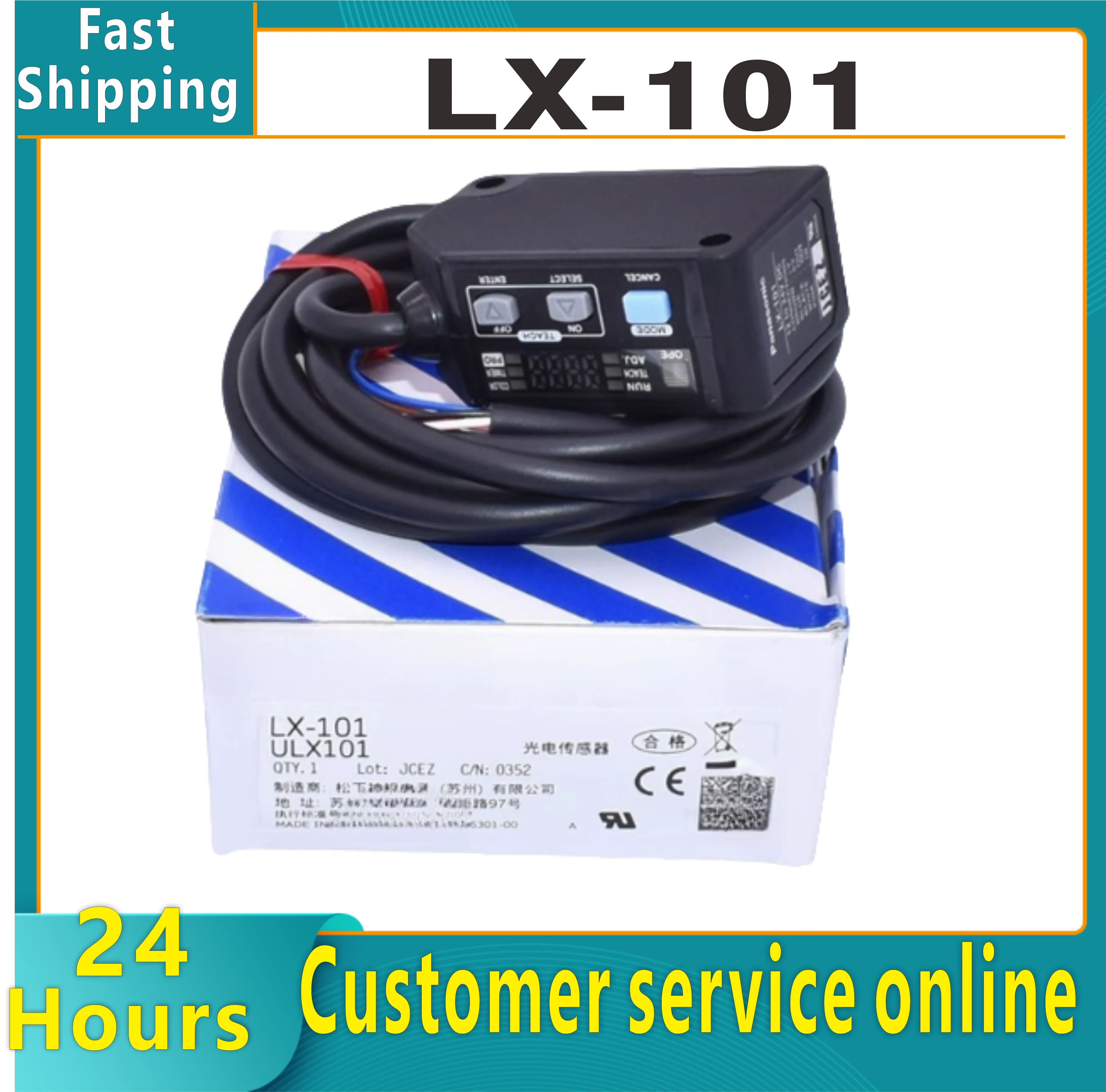 

Датчик цветового кода LX-101, фотоэлектрический датчик переключателя, цвет RGB, номер 3, светодиодный маркировочный датчик - кабель NPN-2 м, 100% оригинал