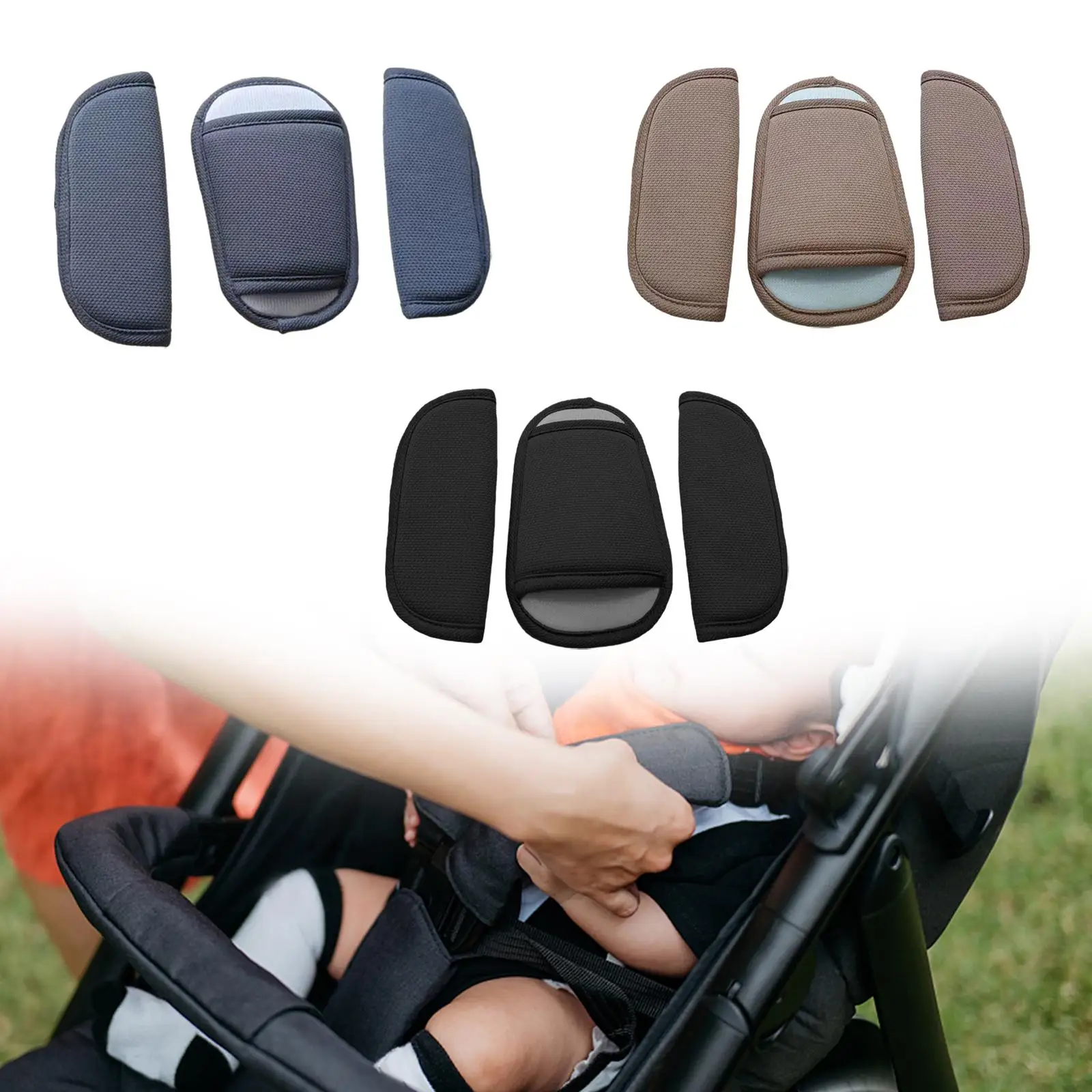 Funda de hombro para cochecito de bebé, Protector de cojín para cinturón de seguridad suave, Protector de hombro para cochecito, asiento elevador para bebés, 3 uds.