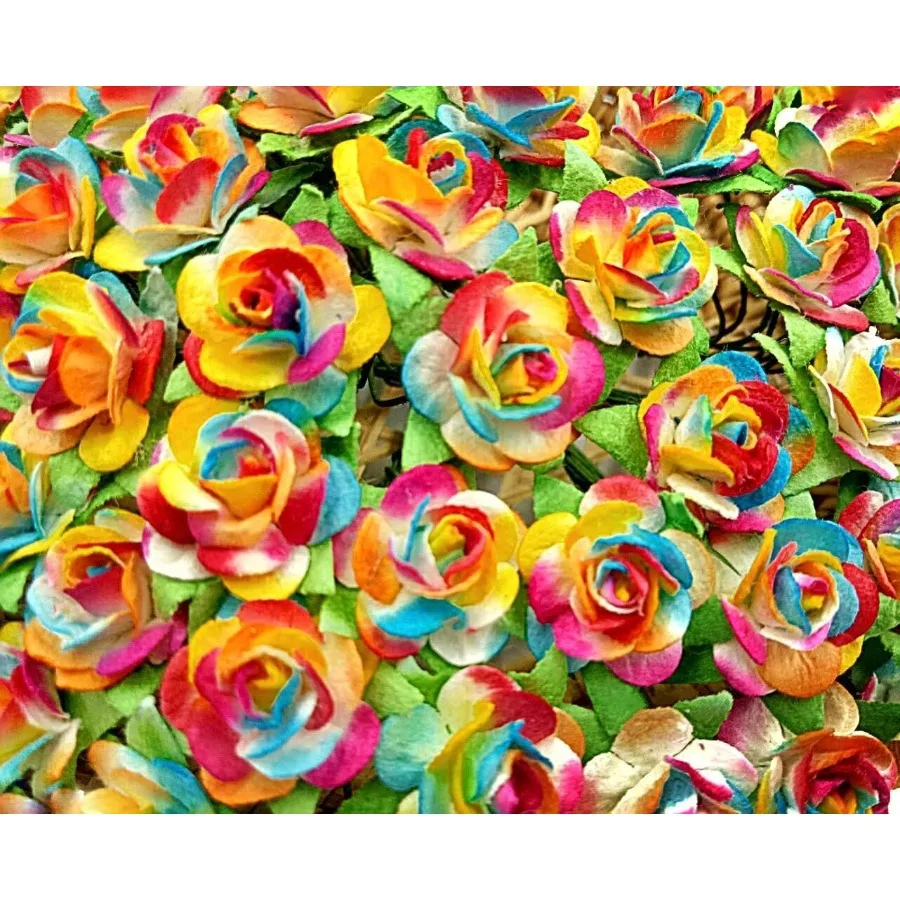 Mini Rose Kunstmatige Myerry Papieren Bloem Gemengde Kleur Toon Decoratieve Kleine Rozen Bloemen voor DIY Ambachten Projecten Scrapbooking W