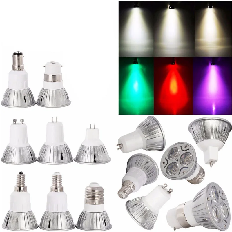 

10Pcs 3W E12 GU10 E27 E14 B22 GU5.3 LED SpotLight Bulb High Power Lamp MR16 12V Purple/Warm/Cold White Red/Green/Blue/Yellow