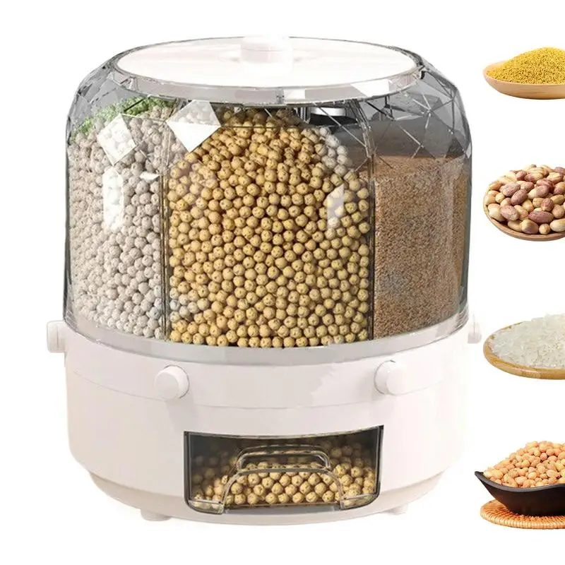 

Grain Bucket Dispenser Moisture proof Kitchen Food Container Storage Box Kitchen Storage Box 360 Degree Rotating Rice Dispenser