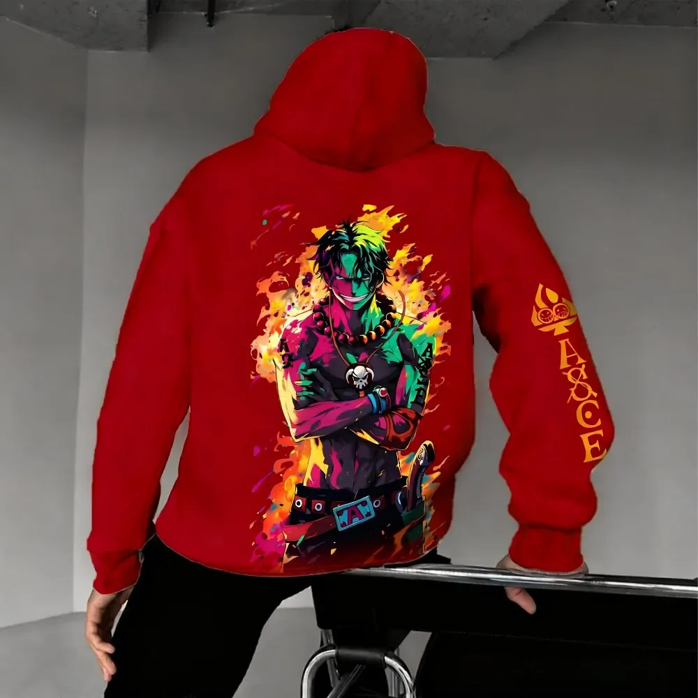 Hoodie Pria ONE PIECE Co-branded Musim Gugur/Dingin 2025, Desain Anime Baru, Gaya Hip Hop, Ukuran Besar, Santai, Longgar, Sweater Atasan untuk Orang Tua dan Anak