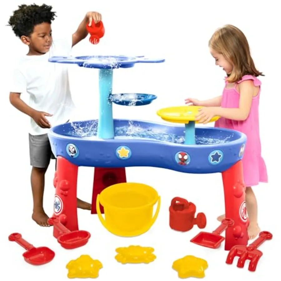 

Spidey and His Amazing Friends Water Table by Delta 3-Tier Activity Water Play Table with 11-Piece Toy Set Water Sensory Table