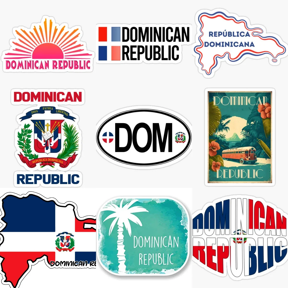 

DOM Dominican Flag Map Emblem Creative Stickers for Car Bicycle Wall Motorcycle Helmet Window Decoration Accessories
