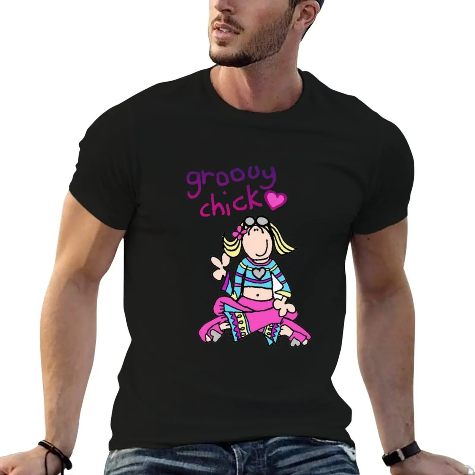 Groovy Chick Girls 2000s Y2K vintage T-Shirt anime stuff oversized for a boy oversizeds cotton t shirt men