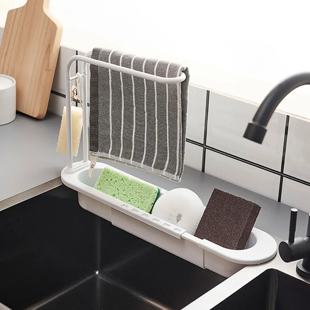 

Telescopic Sink Sink Storage Rack ganizer Rack Drainer able Kitchen PP Sponge Drying Storage Shelf Holder