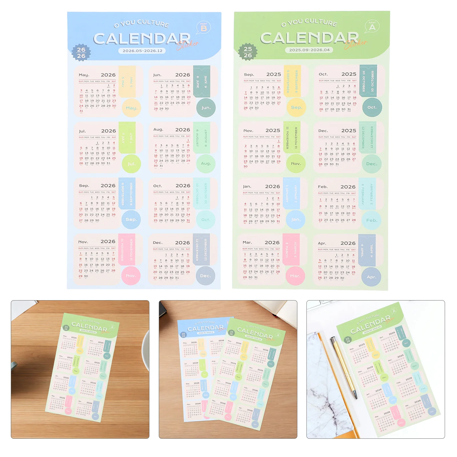 

2 Sheets Monthly Planner Tab Stickers 2026 Color Coded Calendar Index Tabs Adhesive Date Labels Page Markers For Journal