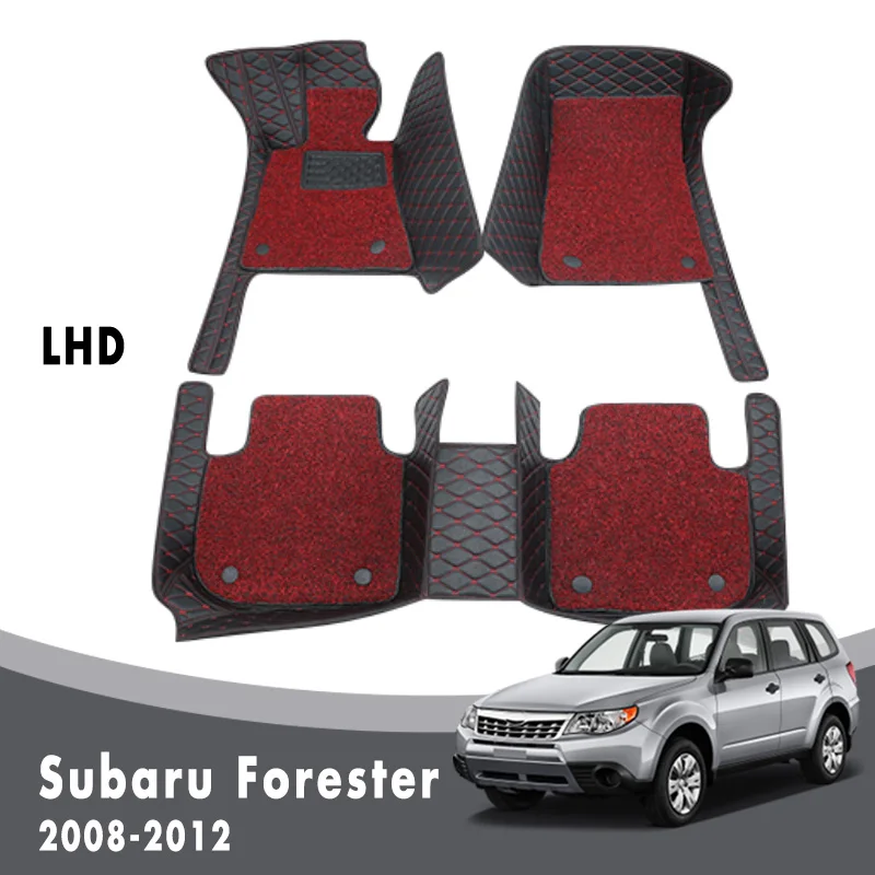 Luxury Double Layer Wire Loop For Subaru Forester 2012 2011 2010 2009 2008 Car Floor Mats Carpets Custom Interior Leather Rugs