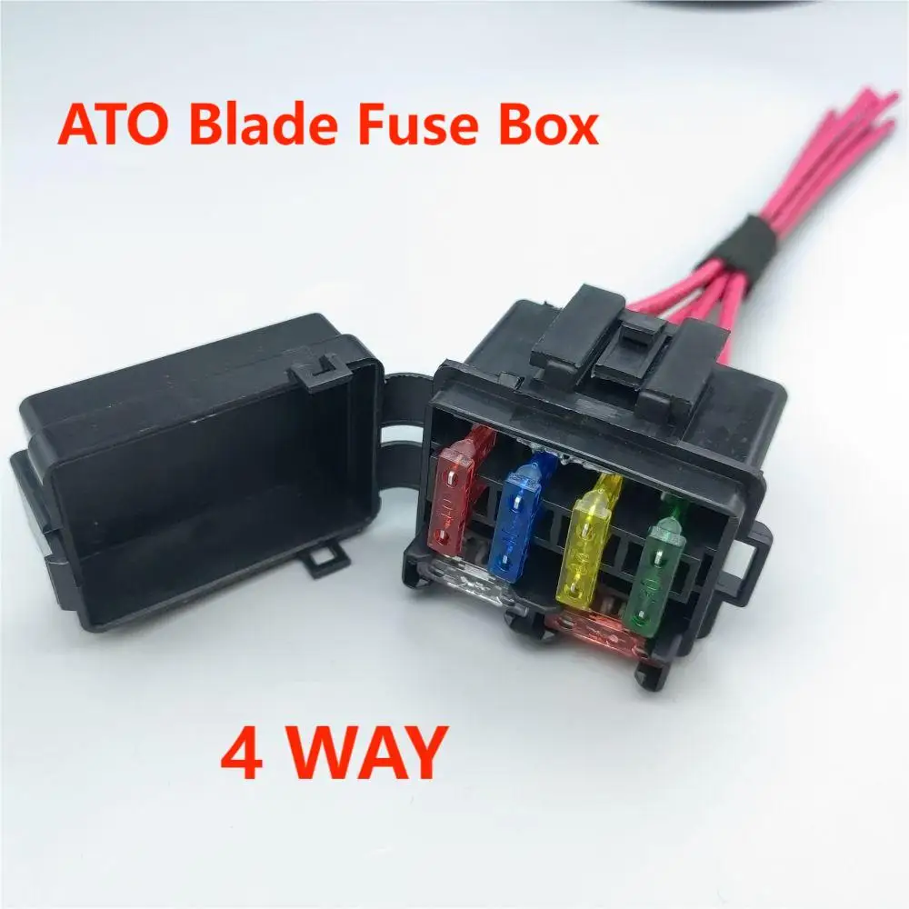 1 Set 4 Way Black Standard Automotive Circuit Controller Box Medium Relay Fuse Holder  Standard blade auto fuse kit auto fuse