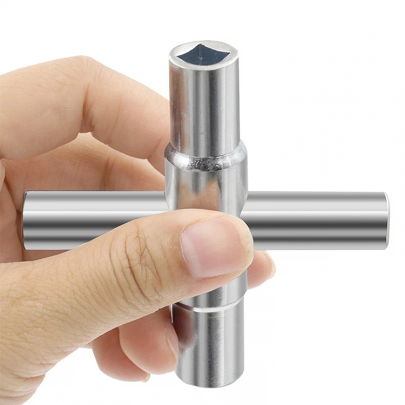 2 pezzi 4 vie argento rubinetti multifunzionali chiave chiave per rubinetti/valvola rubinetto armadio apertura chiavi chiave strumento chiave rubinetto