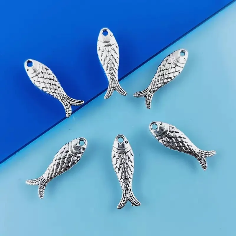 230 Stück antiksilberfarbene Fisch-Anhänger, 23 x 7 mm, DIY-Ohrringe, Schmuckherstellung # 3430 Großhandel – Detail 2
