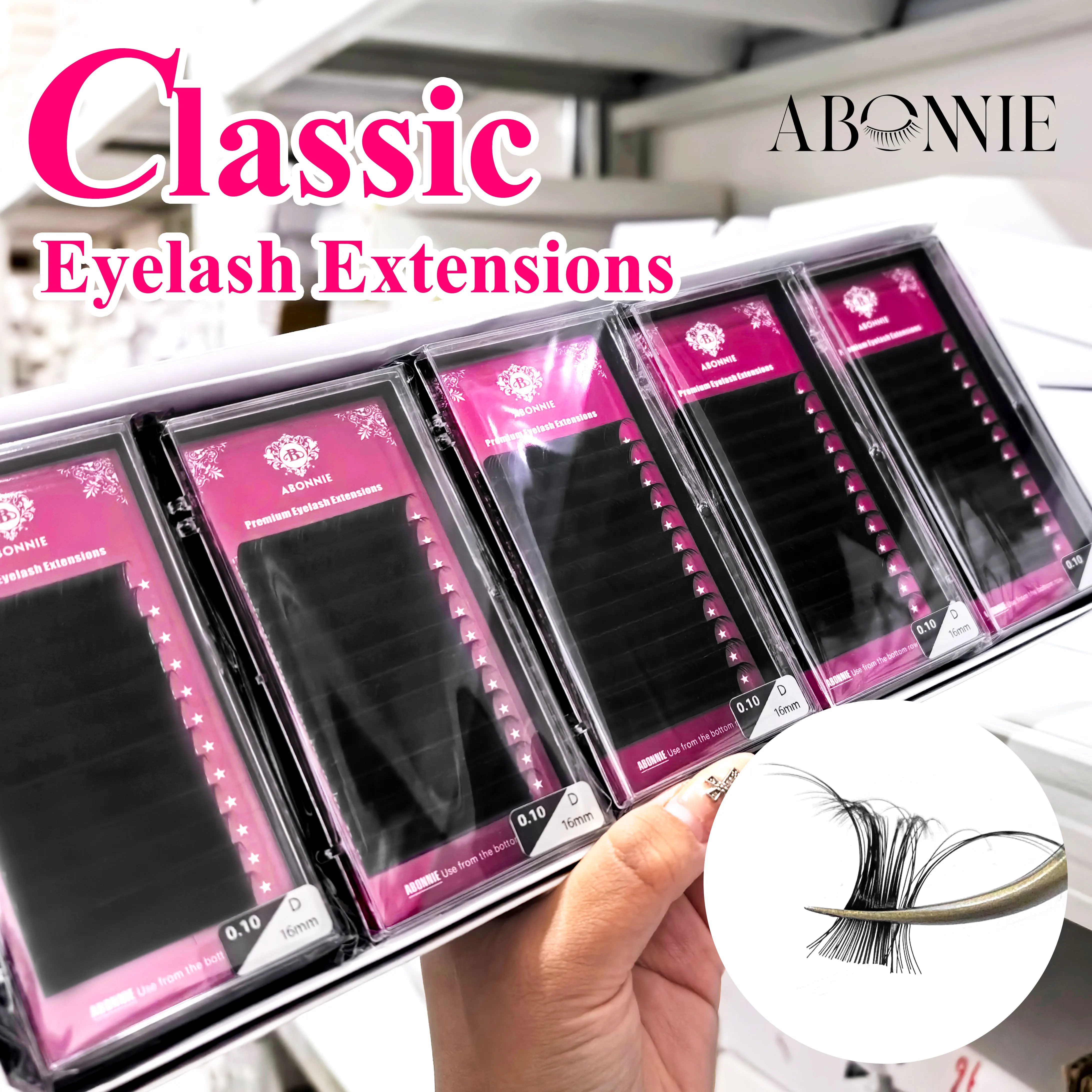 Eyelash Extension Korea Natural - Abonnie 5 Stück/Set Klassische Wimpern Seiden-Schwarze