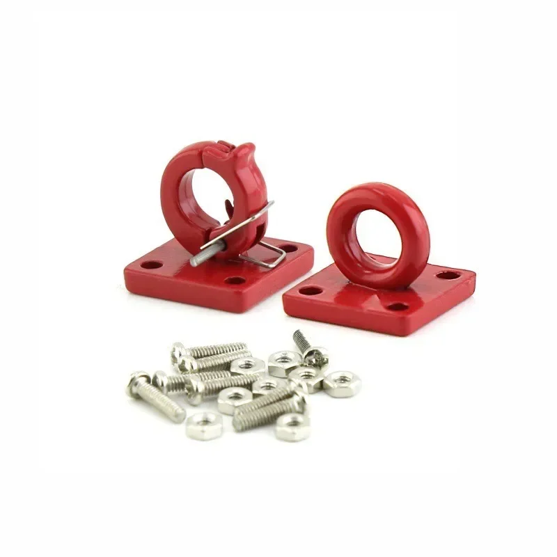 Metal Bumper D-ring Red Tow Hook 2Pcs for 1/10 RC SCX10 TRX-4 D90 Upgrade Parts