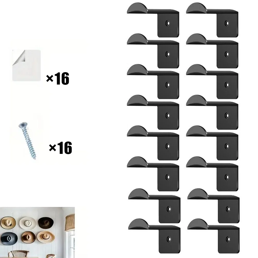 Hat Holder Hooks Wall Mounted for Door and Closet No Drilling Required Cap Organizer Rack Space Saving Design 8 or 16 Piece