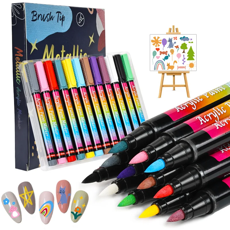 

12 шт., ручка для дизайна ногтей, маркер для ногтей, рисунок абстрактных линий, тонкие детали, цветочный дизайн, водостойкая кисть для рисования ногтей, инструменты