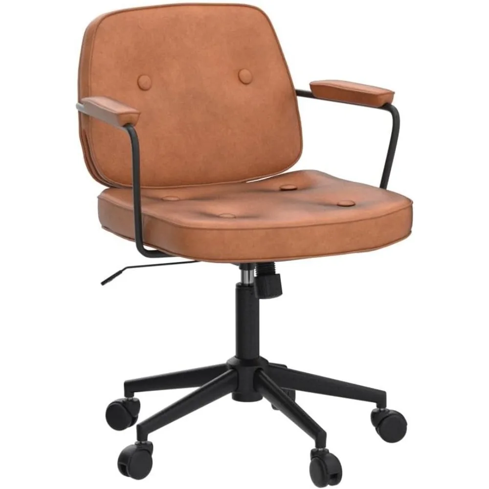 

Лучшее регулируемое офисное кресло из искусственной кожи, удобное на 360° ° Поворотный рабочий стул с подлокотником. Современный утолщенный письменный стул.