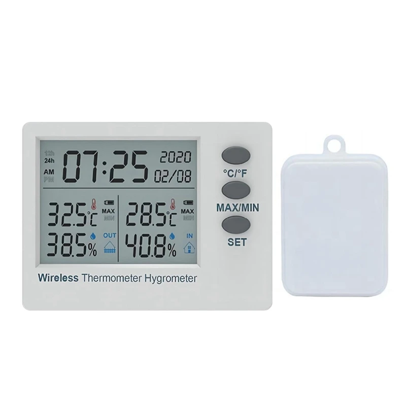 

New Wifi Wireless Thermometer Hygrometer Indoor Outdoor Digital Temperature Humidity Meter Large Screen Electronic Time