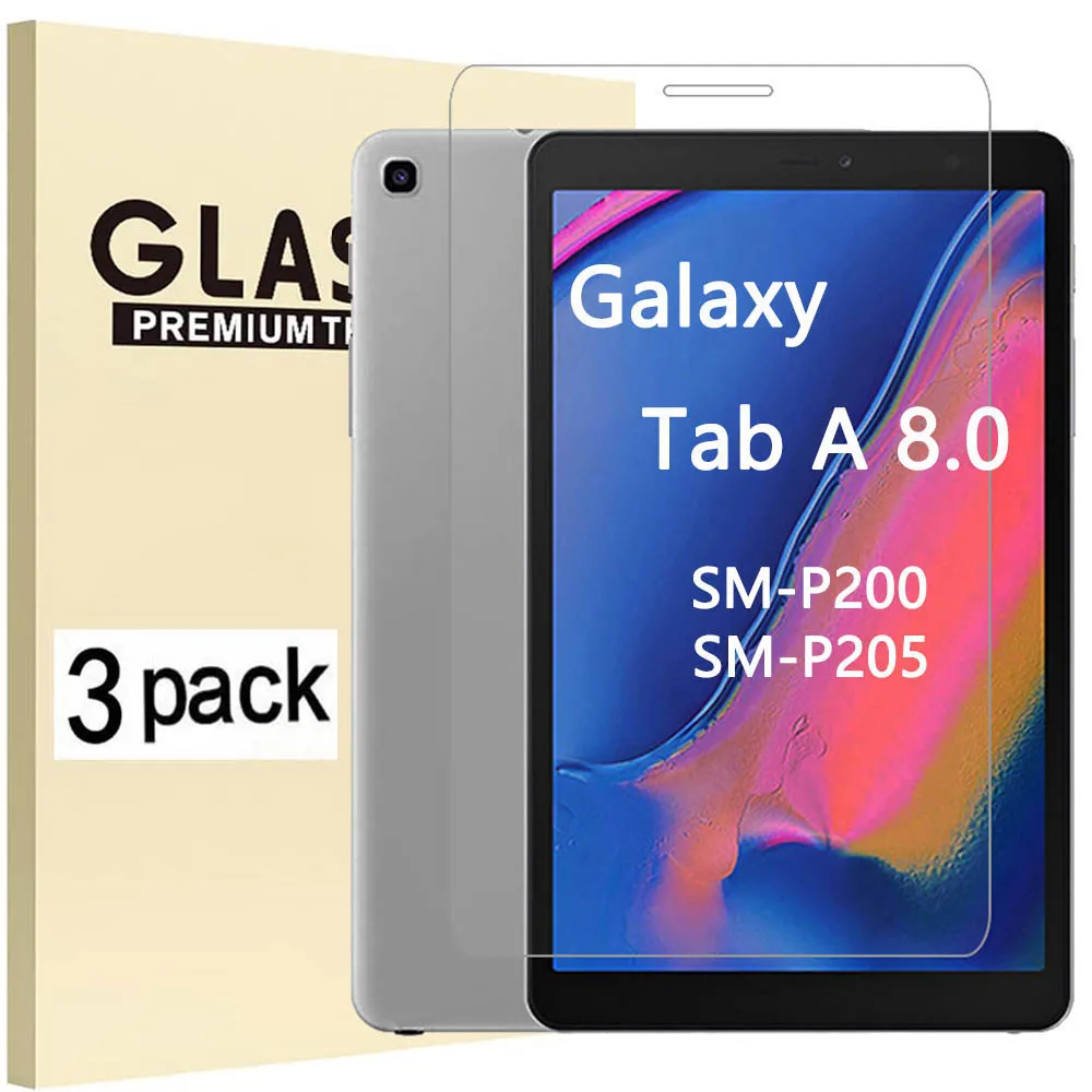 (3 Pak) kaca Tempered Film pelindung layar Tablet, kaca Tempered untuk Samsung Galaxy Tab A 8.0 & S Pen 2019 SM-P200 SM-P205 P200 P205