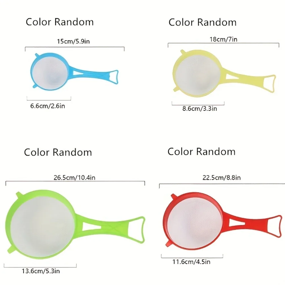 Zestaw kolorowych plastikowych sit z otworem do zawieszania, ręczny filtr do mleka sojowego, mąki, filtracja, wielofunkcyjny do użytku domowego w kuchni.