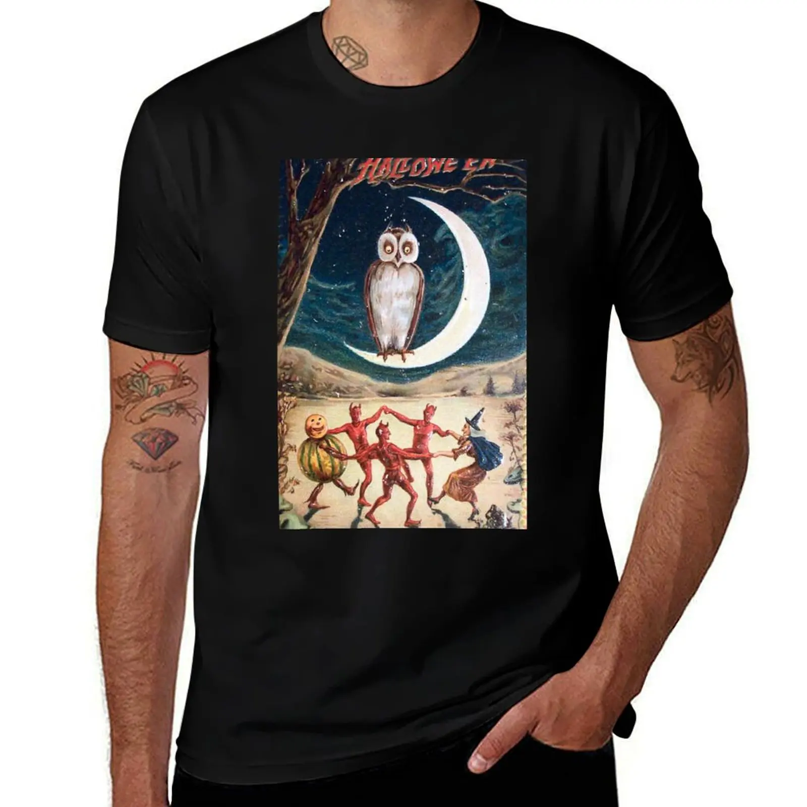 

Vintage Halloween T-Shirt cotton tshirt 100% man graphic t shirt T-Shirt