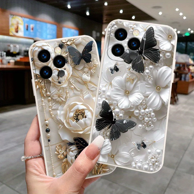 Custodia lucida e carina con bella farfalla rosa per iPhone 17 16 15 14 13 12 11Pro Max Plus