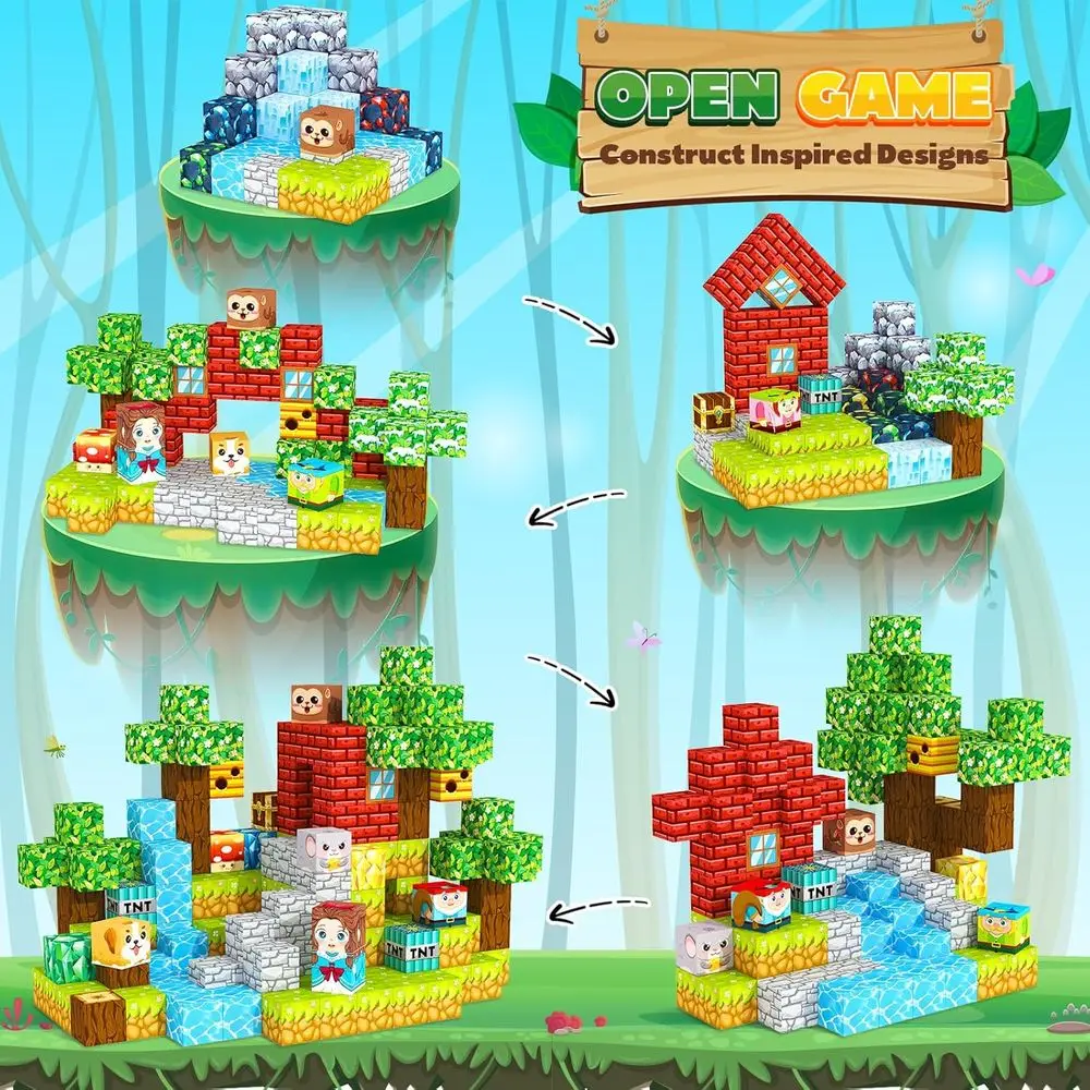 Bloques de construcción magnéticos: cubos de 150 piezas para niños pequeños y niños, juguetes Montessori, regalos de viajes y fiestas