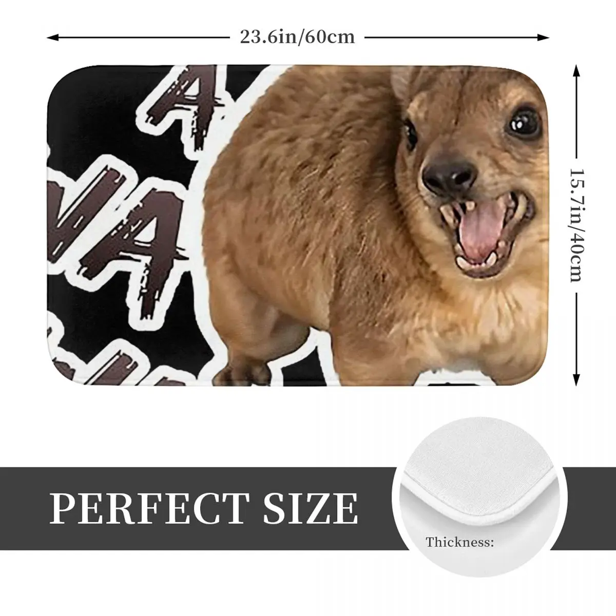 Awawa Angry Screaming Rock Hyrax Meme Non-slip Doormat Floor Mat Carpet Rug for Kitchen Entrance Home Bedroom Footpad Mats