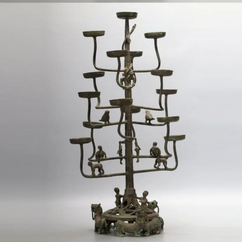 Bronze antique ornaments, Warring States lamps, fifteen consecutive lamps, tree-shaped copper lamps, film and television props