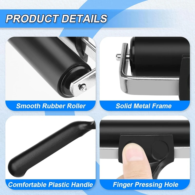 3 Pcs Rubber Brayer Roller Stamping Roller Gluing Roller Tool For Printmaking, Gluing Application,3.75 Inches Width Size