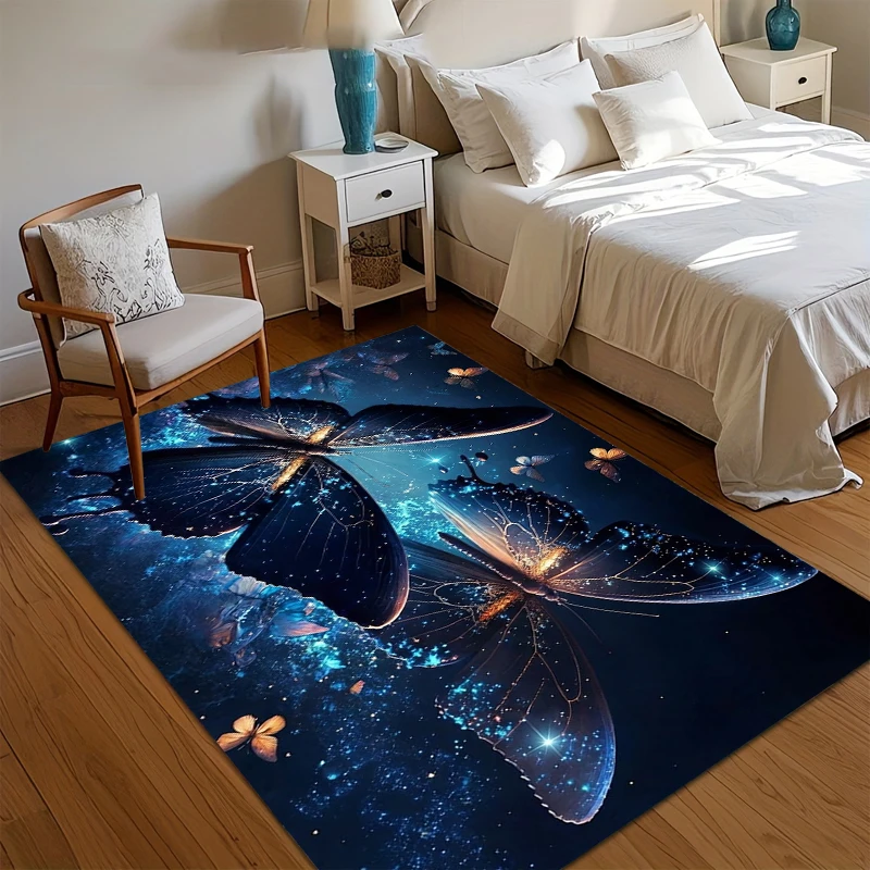 Kids Outdoor Play Ideas - Galaxy Schmetterling Teppich Dunkler Fantasy-Druck Rutschfester