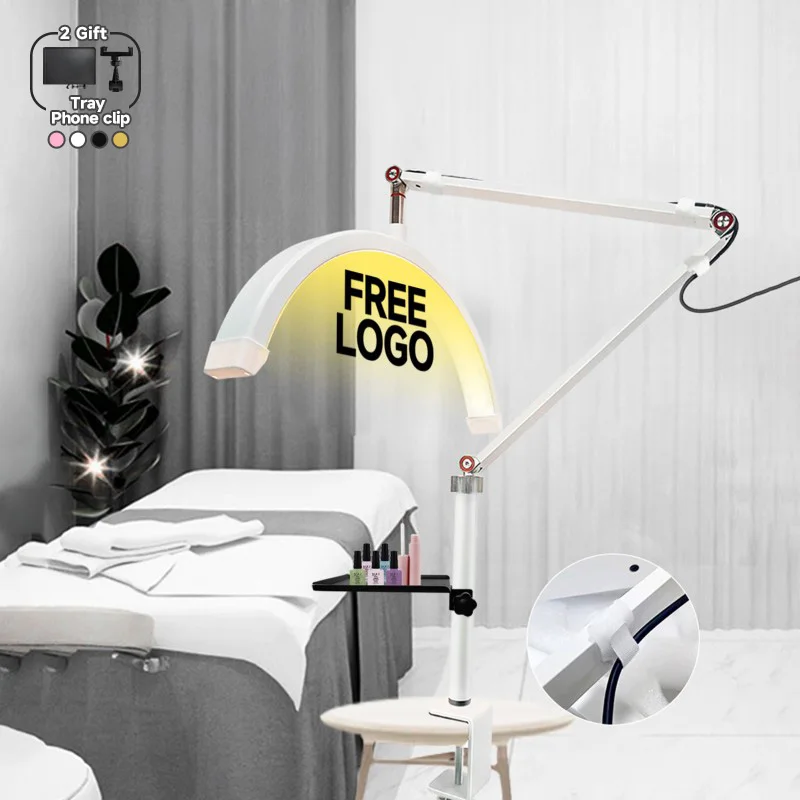 Custom LOGO Half Moon Light  Nail Table Facial Bed Clip-on Lamp Eyelash Extensions Lash Light for Lashes Beauty Salon Tattoo