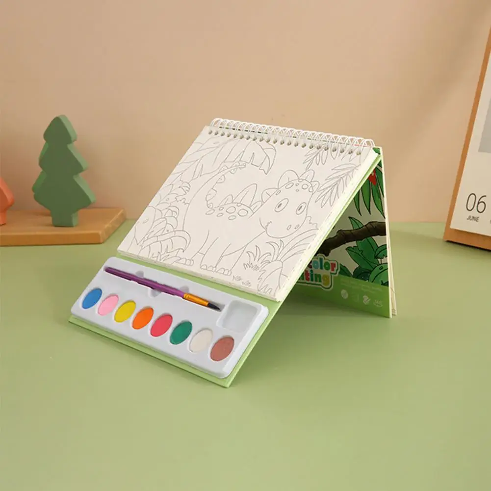 Kids Painting Book Children Painting Book Portable Diy Watercolor Painting Set for Kids with Pigment Paintbrush for Toddlers