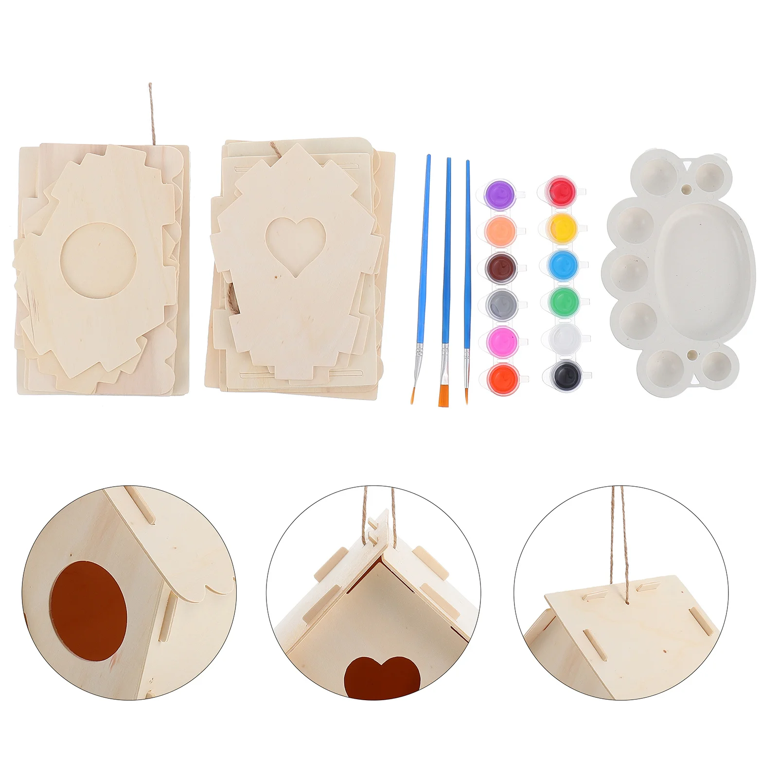 

10Pcs Bird Nest Set DIY Wooden Bird Kit Painting Crafts for Garden Outdoor Decoration Art Project Outdoor Bird's Nest