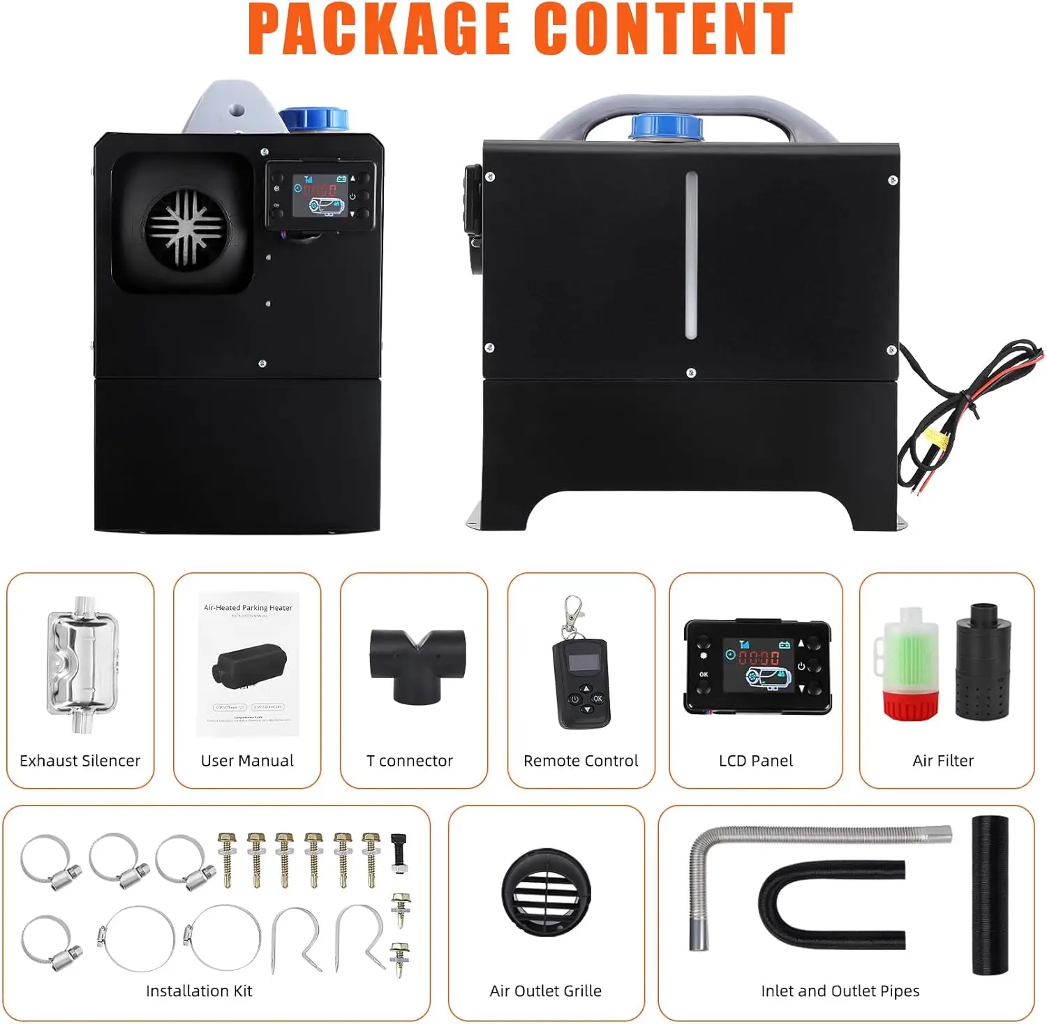 سخان هواء ديزل، سخان ديزل الكل في واحد 12 فولت مع شاشة LCD، جهاز تحكم عن بعد، كاتم الصوت، تسخين سريع، لقارب شاحنة RV