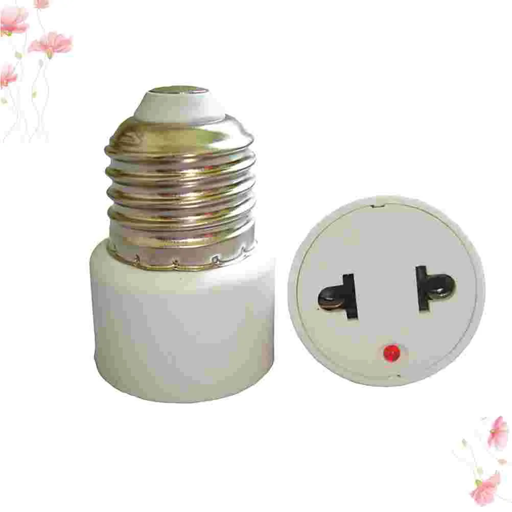 

2 Pcs Hole Flat Socket E27 Base Lamp Bulb Adapter to US Plug Ligth Holder White Converter Travel