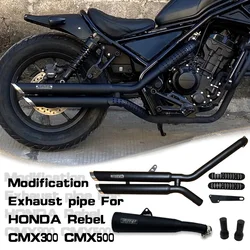 For Honda REBEL 300 500 CMX 300 500 CM300 CM500 2017 - 2022 Motorcycle Exhaust Escape Silencer Modify With Mid Link Pipe Muffler