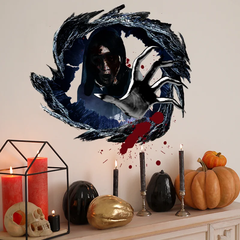 

Halloween Witch 3D Wall Stickers Children's Room Kindergarten Bedroom Home Decora Self Adhesive Removable Waterproof Antifouling