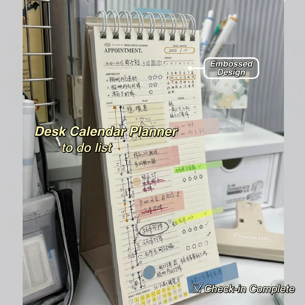 

Japanese Style Minimalist Spiral Desk Calendar Planner Multiuse Time Management Schedule Book For Student Daily Monthly Planning