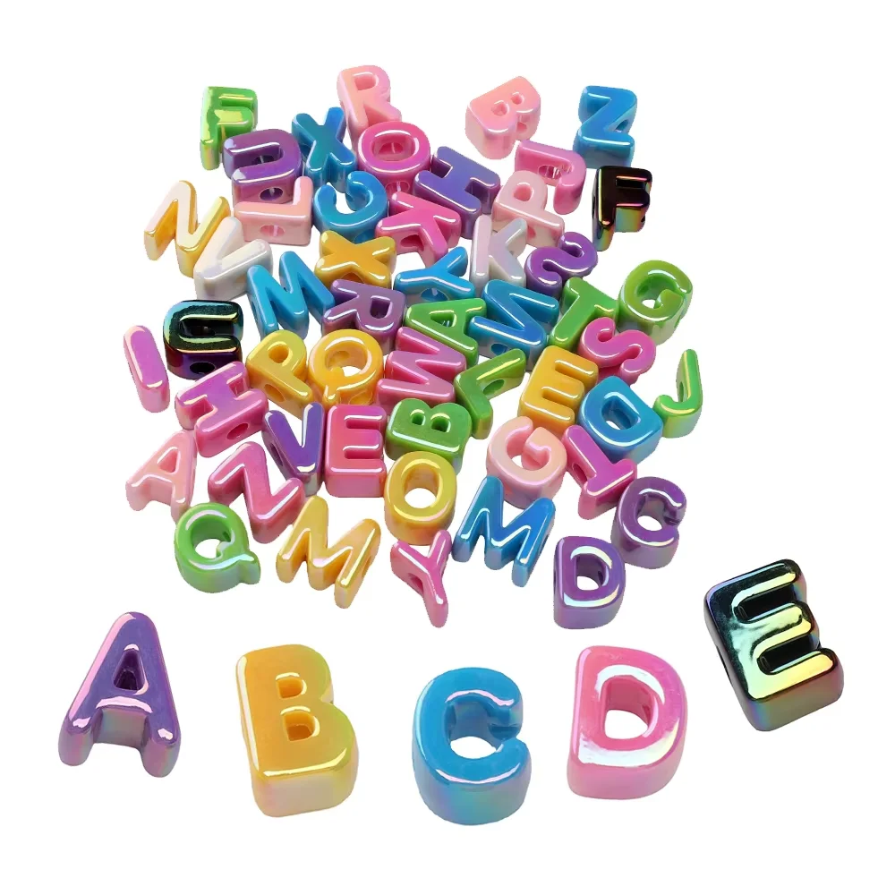 10-60Pcs Acrylic Beads Large Hole 26 English Alphabet Early Education Letter Beads for DIY Jewelry Key Chain Lanyard Accessories view 6