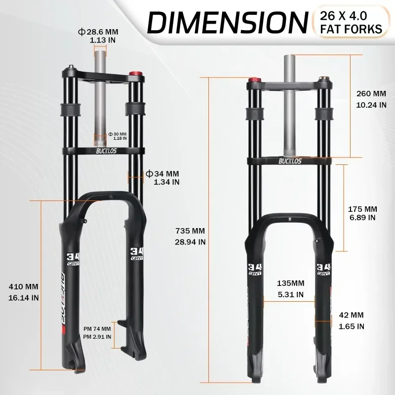 BUCKLOS مزدوجة الكتف دراجة الجبهة شوكة 26*4.0 الكهربائية الدراجة الجبلية تعليق الشوك 180 مللي متر السفر أنبوب الثلوج الشاطئ الشوك #4