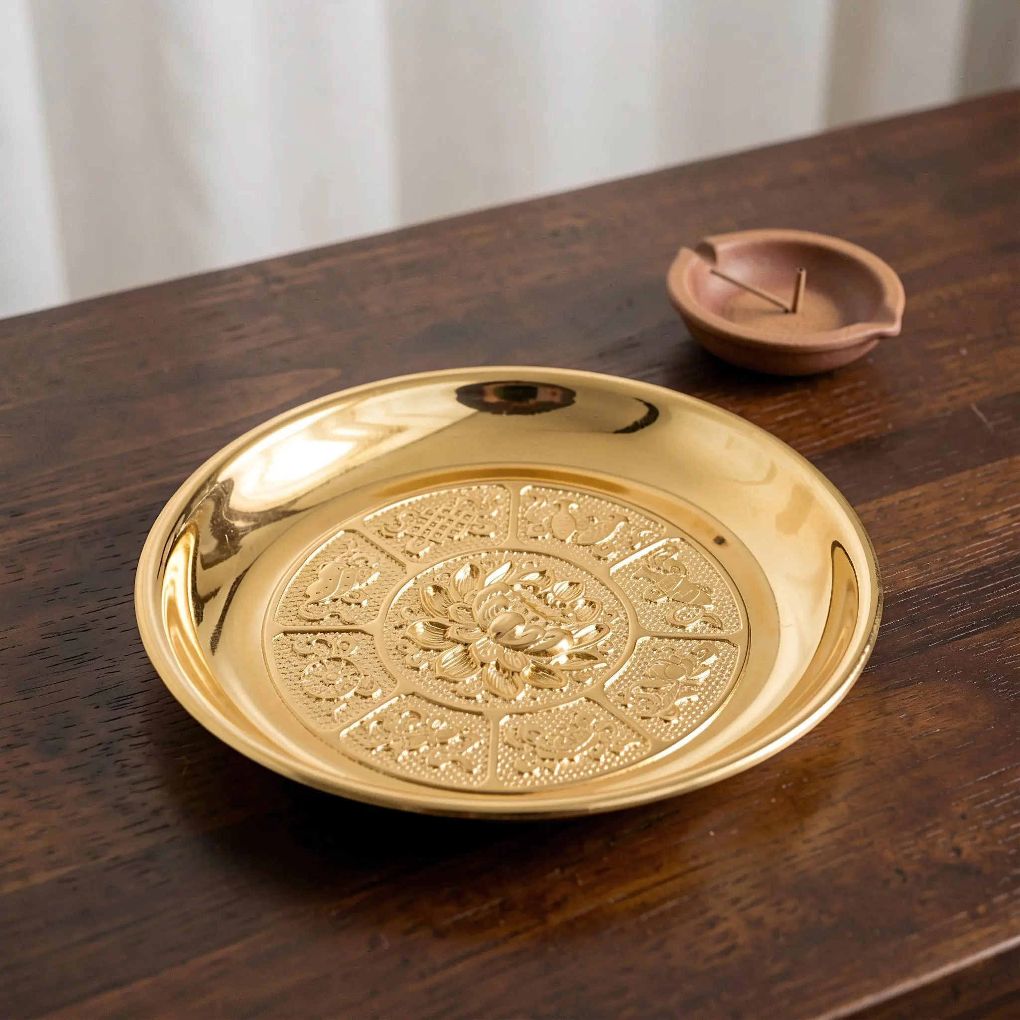 6/7 inch Buddhist Offering Plate Lotus Fruit Tray Special Water Basin Wealth God Buddha Worship Altar Decoration