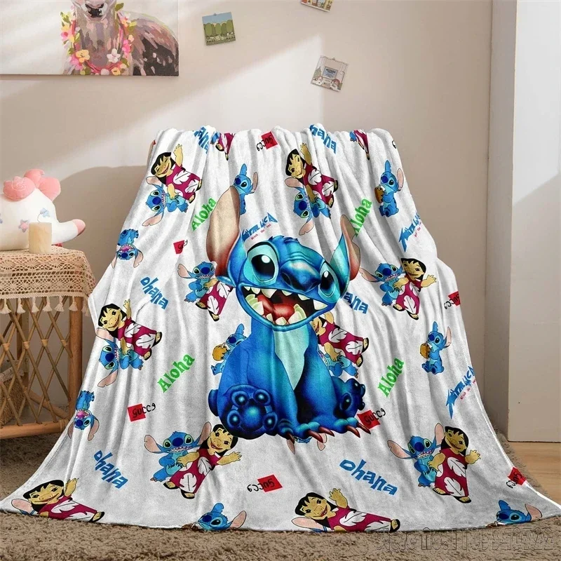 Disney-Couverture Stitch imprimée en 3D pour enfants, jeté de lit, décor de canapé, couvertures de sieste souriantes, cadeau mignon pour enfants, garçons et filles