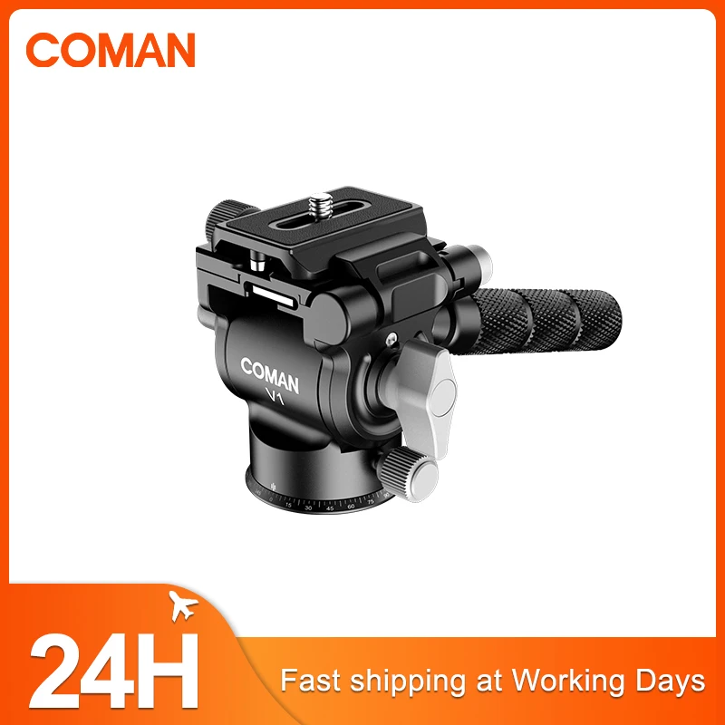 

COMAN V1 Video Head Hydraulic Fluid Tripod Head Mini Tripod Arca Swiss Arca Quick Release Plate For Dslr Camera Tripod Load 3kg