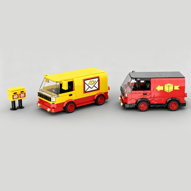 City Car Model MOC Building Bricks Post Office And Delivery Van Modular Technology Holiday Gifts Assemble Toys Suit Ideal Gift
