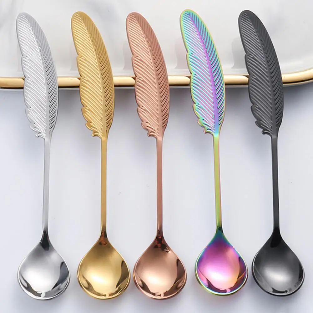 Durable Attractive Unique Coffee Mixing Spoon 304Stainless Steel Mixing Spoon Tea Dessert Mixing Spoon Kitchen Supplies