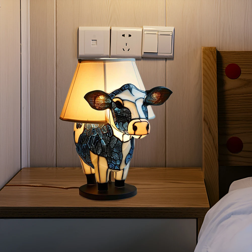 Portátil Energy-Saving Cow Lamp, Carregamento USB, cabeceira Animal Night Light, Decorações da sala para o quarto