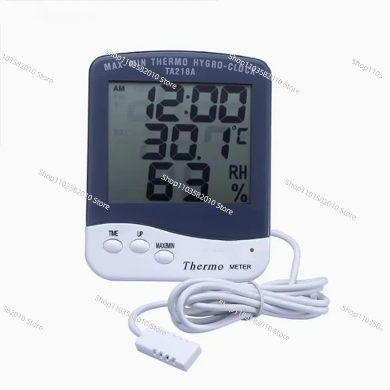 5PCS TA218B Household Industrial Thermometer with Clock Indoor Electronic Temperature Humidity Meter Gauge
